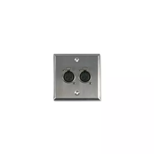 Single Gang  2 x 3-Pin Female XLR Wall Plate (Stainless Steel)