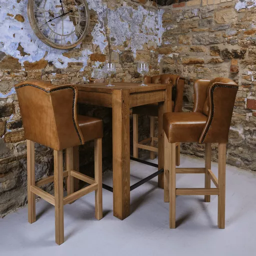 Duke Winged All Leather Bar Stool