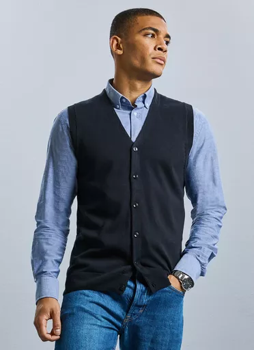 Men's V-Neck Sleeveless Knitted Cardigan