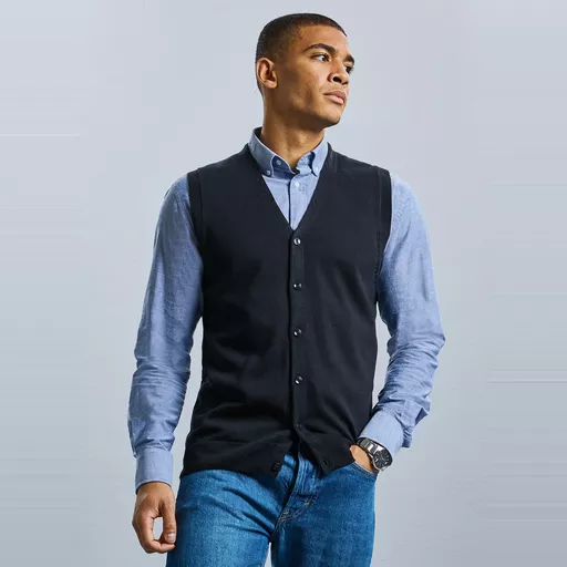 Men's V-Neck Sleeveless Knitted Cardigan