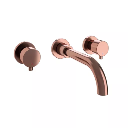 Meriden Three Hole Wall Mounted Basin Tap - Brushed Bronze