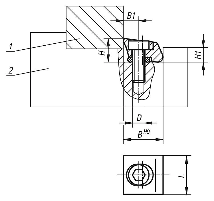 Chock Clamp. M2.5x8mm Thread. With Knife Edge. Steel.