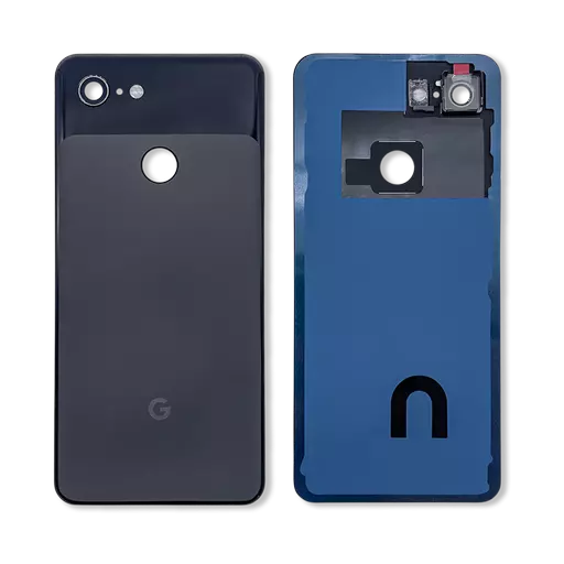 Back Glass w/ Camera Lens (No Logo) (Just Black) (CERTIFIED) - For Google Pixel 3