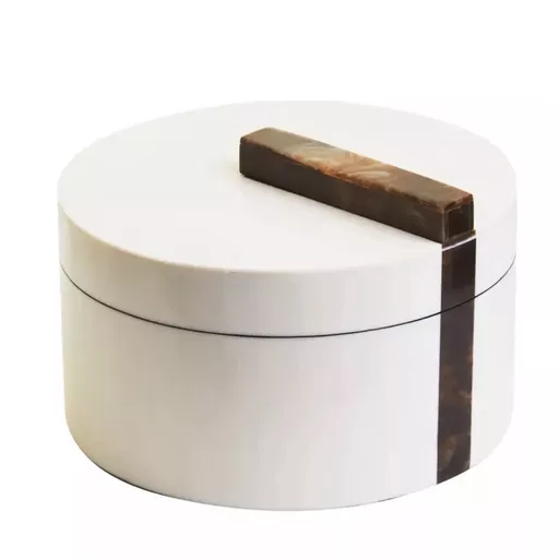 Decorative Box, Caro, White/Brown, Large
