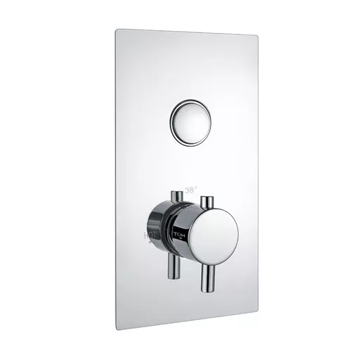 Concealed Thermostatic Shower Valve with Single Round Push Button - Chrome