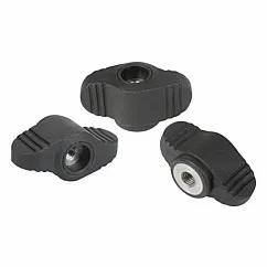K0658 - Mini Wing Knobs In PlasticBush in Steel & Stainless Steel Through Hole Size M5-M6
