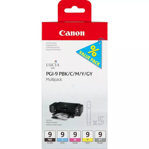 Canon 1034B013/PGI-9 Ink cartridge multi pack PBK,C,M,Y,GY Pack=5 for Canon Pixma Pro 9500