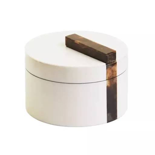 Decorative Box, Caro, White/Brown, Small