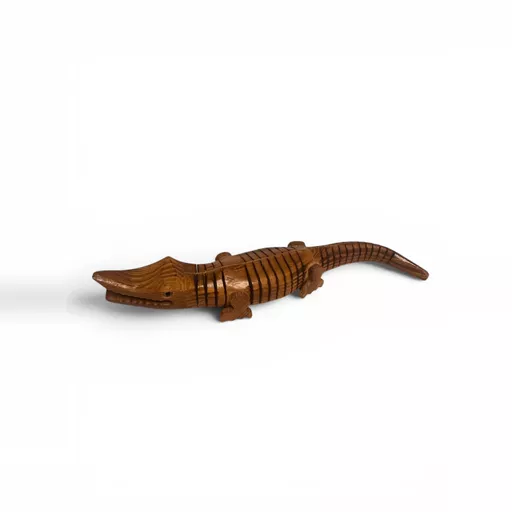 Vintage Hand-Carved Aboriginal Articulated Wooden Crocodile