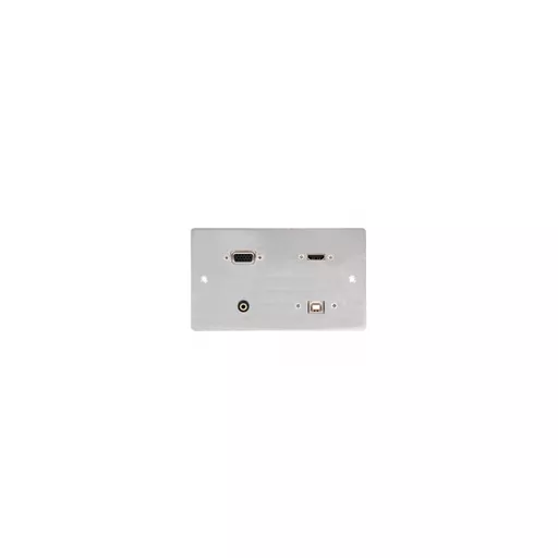Double Gang HDMI, VGA, USB-B and 3.5mm Audio Wall Plate (Fly lead couplers)
