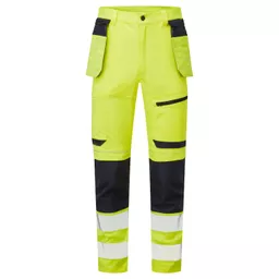 SYH-401-System-Hi-Vis-Yellow-Navy-Eco-Stretch-Removable-Holster-Trousers-Front With Segmented Tape.png