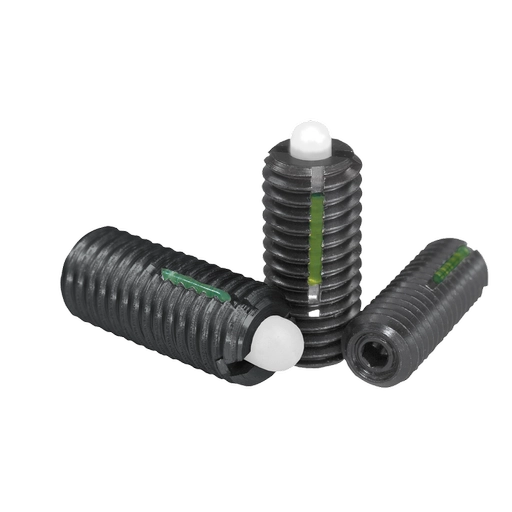 K0328 Inch - Spring Plungers With Hex Socket And POM Thrust Pin In Steel With Thread Lock