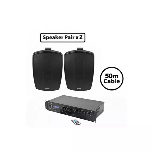 Adastra A2 Amplifier with x4 BH6-B Speakers Background Music System Bundle