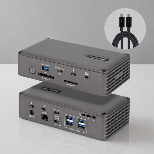 StarTech.com Thunderbolt 5 Dock with NVMe Slot for Mac and Windows, Up to Dual 8K 60Hz or Triple 4K 144Hz, 140W Laptop Charging, 5GbE, 120Gbps Bandwidth Boost