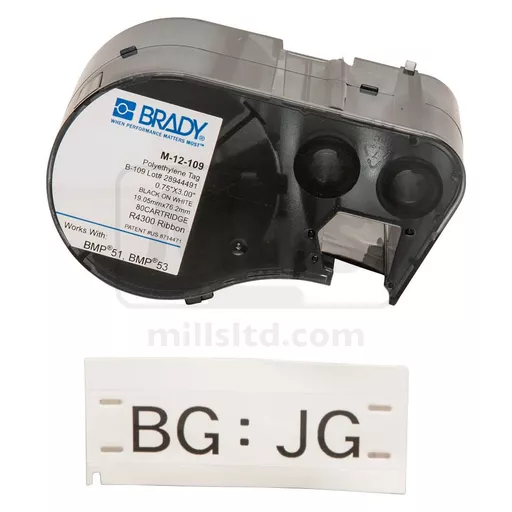 Brady Label Maker Tags 76.20mm(w) x 19.05(w) (Box80) for BMP51 Printer