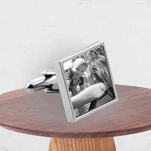 Personalised square cufflink gifts - customised photo gift for birthdays, wedding, Xmas