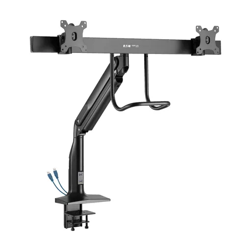 Tripp Lite DMPDD1735AM Safe-IT Precision-Placement Dual-Display Desk Clamp or Grommet with Antimicrobial Tape for 17” to 35” Displays, USB Ports
