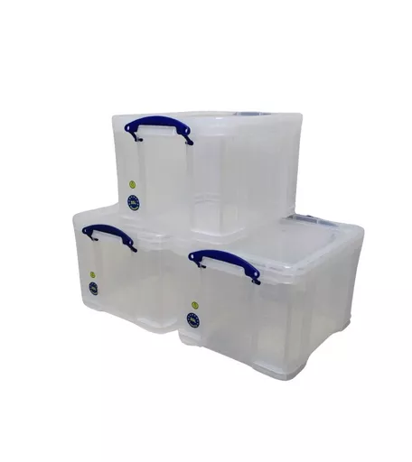 Pack of 3 - 35L Storage Boxes With Secure Lid