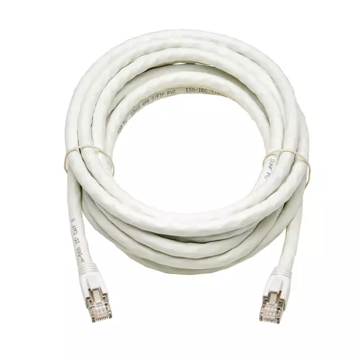 Tripp Lite N272-015-WH Cat8 25G/40G Certified Snagless Shielded S/FTP Ethernet Cable (RJ45 M/M), PoE, White, 15 ft. (4.57 m)