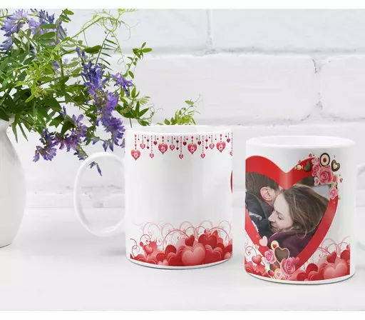 Personalised Romantic Photo Mug with Heart Design