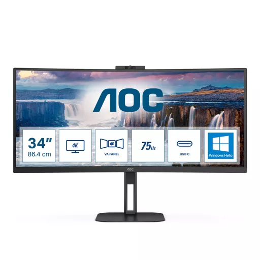 AOC V5 CU34V5CW/BK LED display 86.4 cm (34") 3440 x 1440 pixels Wide Quad HD Black