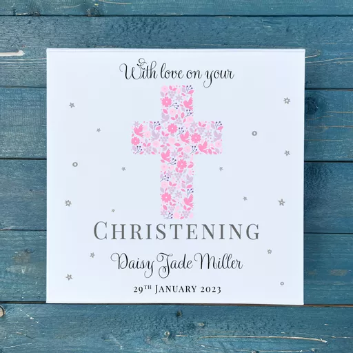 Personalised Christening Keepsake Memory Box - Pink