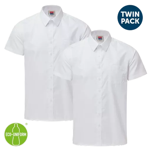 Back to School Basics Boys Eco Short Sleeve School Shirts 2 Pack