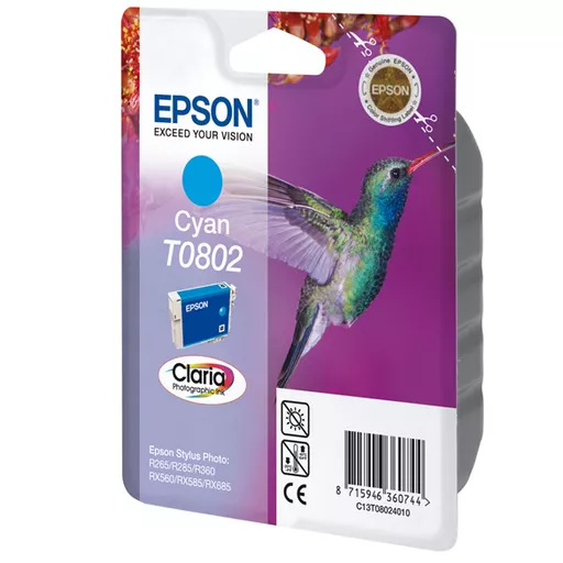 Epson C13T08024010/T0802 Ink cartridge cyan, 435 pages ISO/IEC 24711 7.4ml for Epson Stylus Photo P 50/PX/PX 730/R 265