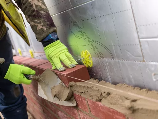 Recticel Eurowall Plus Cavity Wall Insulation Board installation with 10mm gap.webp