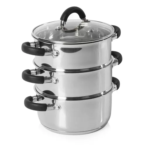 Essentials 18cm 3 Tier Stainless Steel Steamer