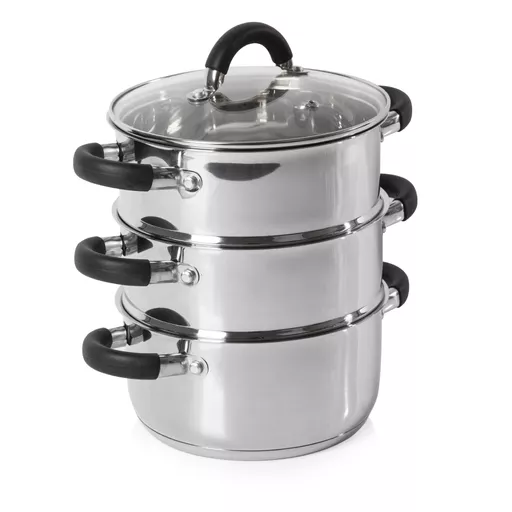 Essentials 18cm 3 Tier Stainless Steel Steamer