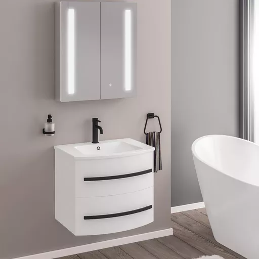 Centa Curved, 2 Drawer Wall Hung Unit - High Gloss White
