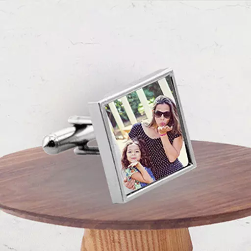 Personalised Photo Cufflinks – Custom Engraved Gift for Men, Wedding, Anniversary – Unique Monogrammed Design