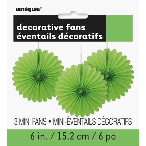 Lime Green Decorative Fans - Pack of 3