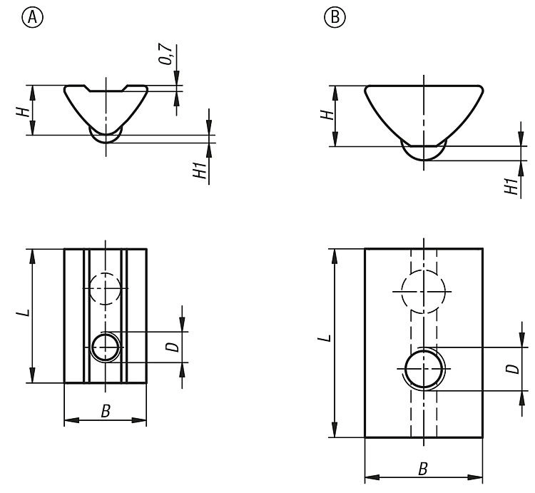 Twist In Slot For Aluminium Profile. Form B. M5 Thread. 8mm Slot Width.