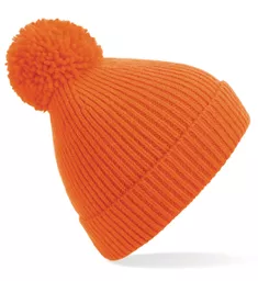 Engineered Knit Ribbed Pom Pom Beanie