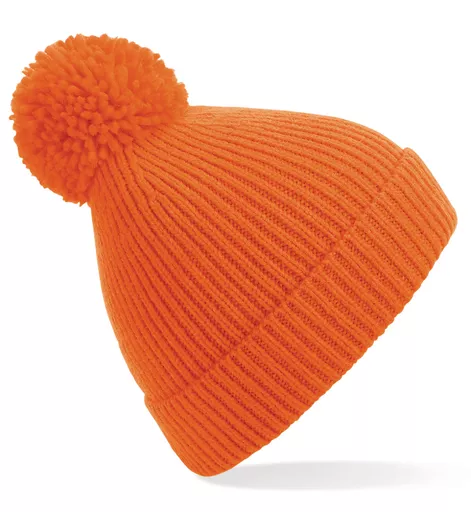 Engineered Knit Ribbed Pom Pom Beanie