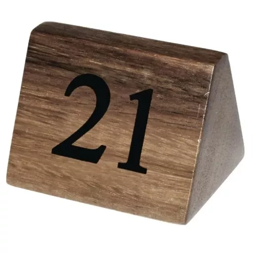 ACACIA WOOD TABLE NUMBER SIGNS 35mm x 55mm NUMBERS 21-30