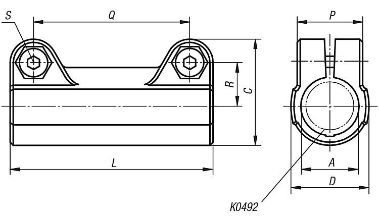 Straight Tube Clamp. To Suit 18mm Round Tubes. Plastic.