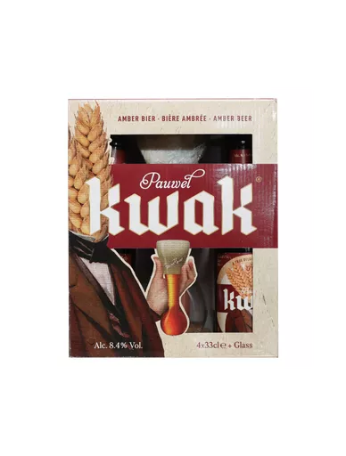 Kwak Gift Pack 4x33cl + 1 glass & Stand