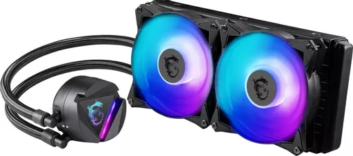 MSI MAG CORELIQUID 240R V2 Liquid CPU Cooler '240mm Radiator, 2x 120mm ARGB PWM Fan, ARGB lighting, Center Supported, Compatible with Intel and AMD Platforms, Latest LGA 1700 ready'