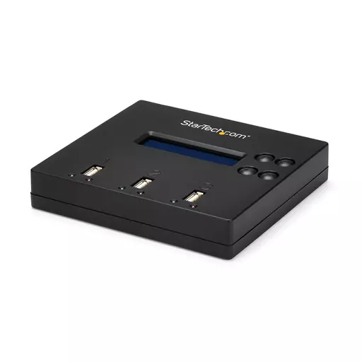 StarTech.com Standalone 1 to 2 USB Thumb Drive Duplicator and Eraser, Multiple USB Flash Drive Copier, System and File and Whole-Drive Copy at 1.5 GB/min, Single and 3-Pass Erase, LCD Display