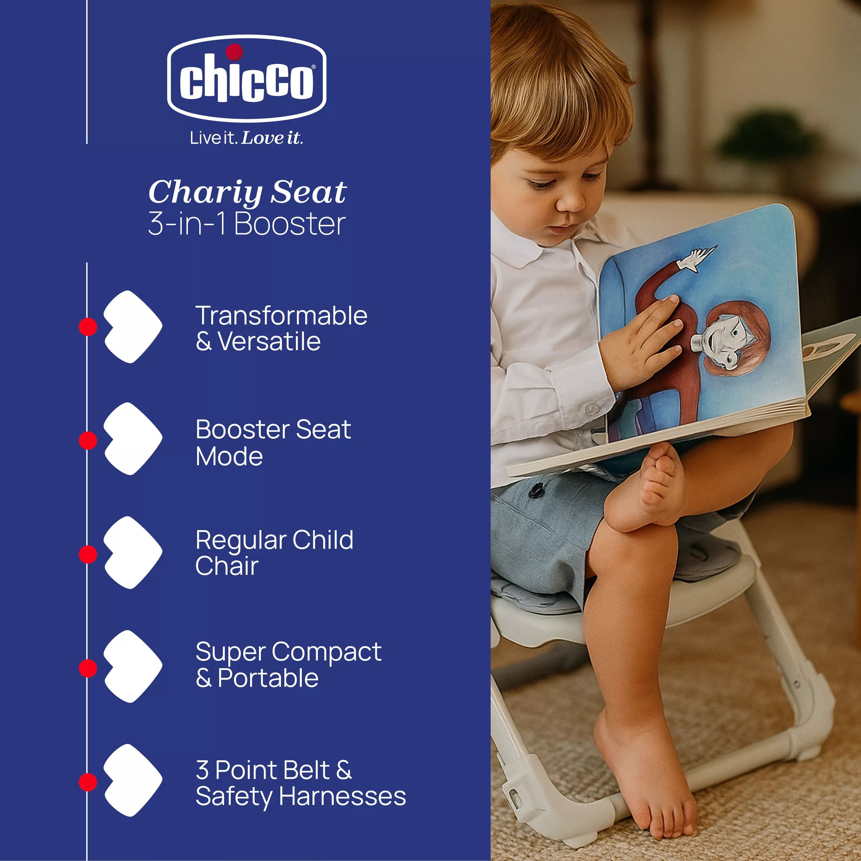 Chicco Chairy Booster Seat Feeding Weaning Chicco