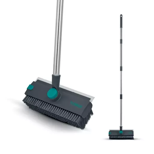 2-in-1 Floor Scrubbing Brush with Squegee