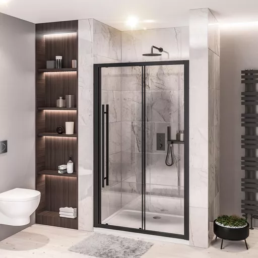 Vantage 2000 Easy Clean 2000x1500mm Slider Shower Door - Matt Black