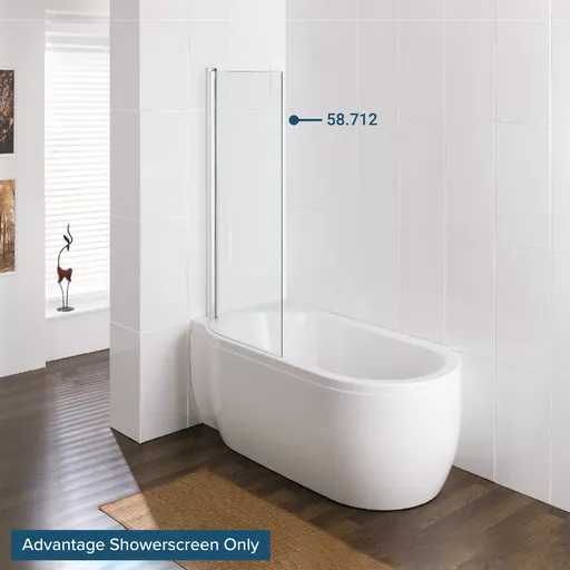 Advantage showerscreen 6mm 1400 x 823mm Easyclean Silver