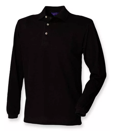 Henbury Long Sleeve Cotton Piqu Polo Shirt