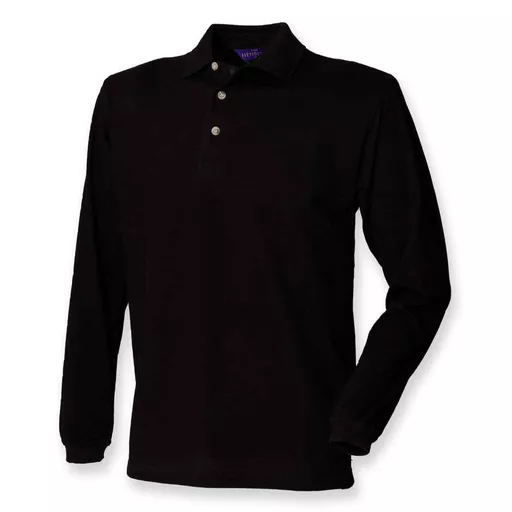 Henbury Long Sleeve Cotton Piqu Polo Shirt