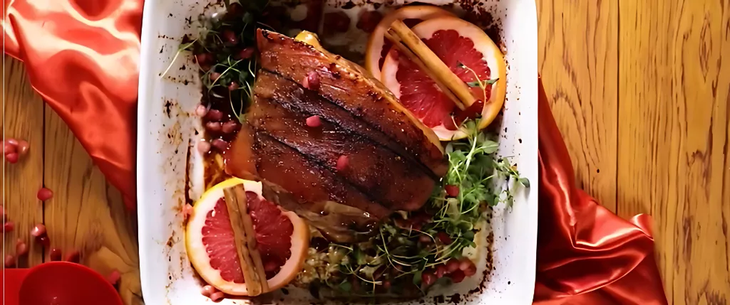 Roasted Pork Shoulder with Pomegranate Glaze