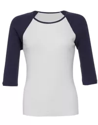 Women's Baby Rib 3/4 Sleeve Contrast Raglan Tee